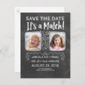 Grappige foto Sla de datum op - Het is een match Aankondigingskaart (Voorkant / Achterkant)