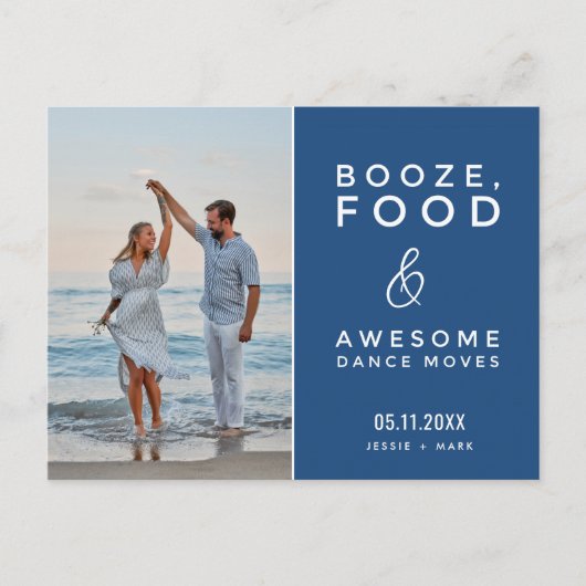 Grappige Foto Strand Bruiloft Save the Date Aankondigingskaart (Voorkant)