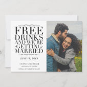 Grappige foto van gratis drankjes Trouwen save the Date (Voorkant)