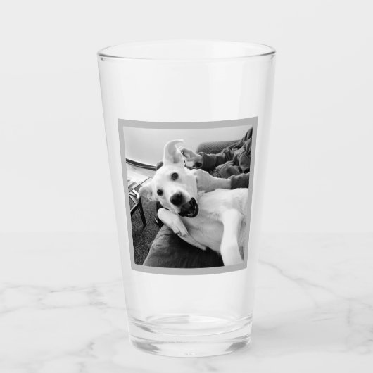 Grappige foto van Hond Beste Pap en Vriend B & W Glas (Voorkant)