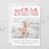 Grappige foto: versier de hal met toiletpapier feestdagenkaart (Voorkant)