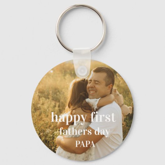 Grappige fotocollage Happy First Fathers Day Pap Sleutelhanger (Voorkant)