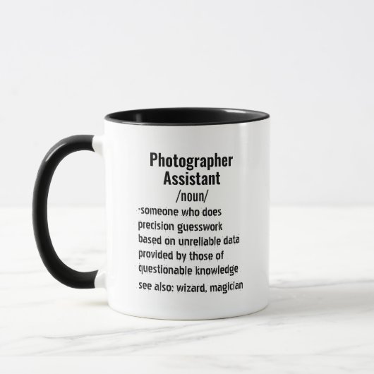 Grappige Fotograaf Assistent Definitie cadeaus Mok (Links)