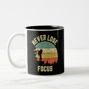 Grappige Fotograaf Camera Verliest Nooit Focus Tweekleurige Koffiemok