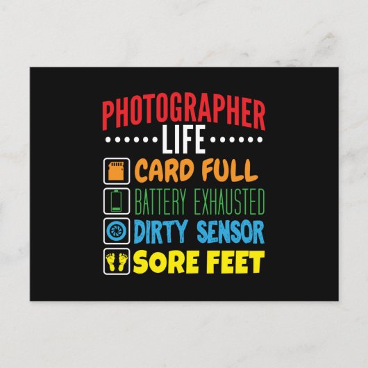 Grappige Fotograaf Life Checklist Briefkaart (Voorkant)