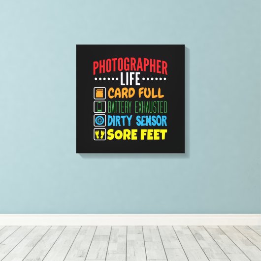 Grappige Fotograaf Life Checklist Canvas Afdruk (Insitu (Houten vloer))