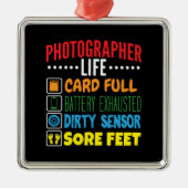 Grappige Fotograaf Life Checklist Metalen Ornament (Voorkant)