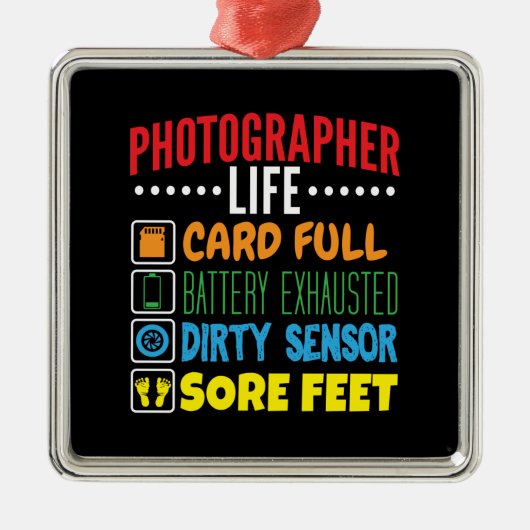 Grappige Fotograaf Life Checklist Metalen Ornament (Voorkant)