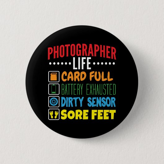 Grappige Fotograaf Life Checklist Ronde Button 5,7 Cm (Voorkant)