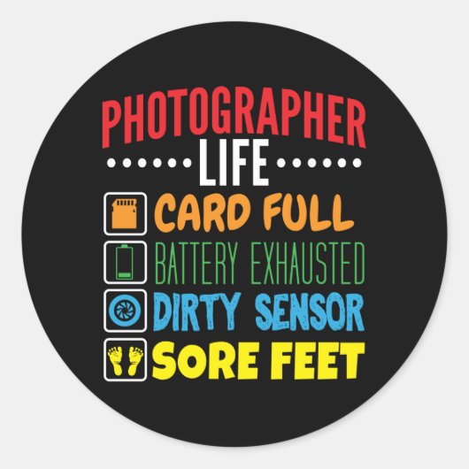 Grappige Fotograaf Life Checklist Ronde Sticker (Voorkant)