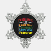 Grappige Fotograaf Life Checklist Tin Sneeuwvlok Ornament (Voorkant)