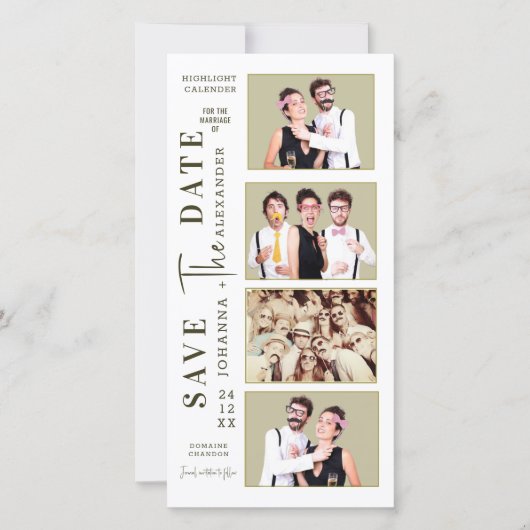 Grappige Fotohokje Strip Snor Steltjes Save The Date (Voorkant)