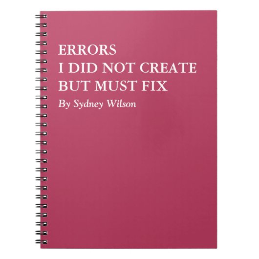 Grappige Foutherstelling Gepersonaliseerd Werk Notitieboek (Voorkant)
