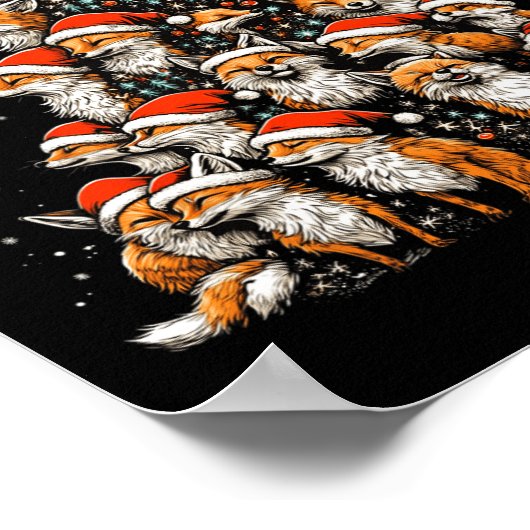 Grappige Fox Kerstboom Vossen Xmas Fox Lover Kinde Poster (Hoek)
