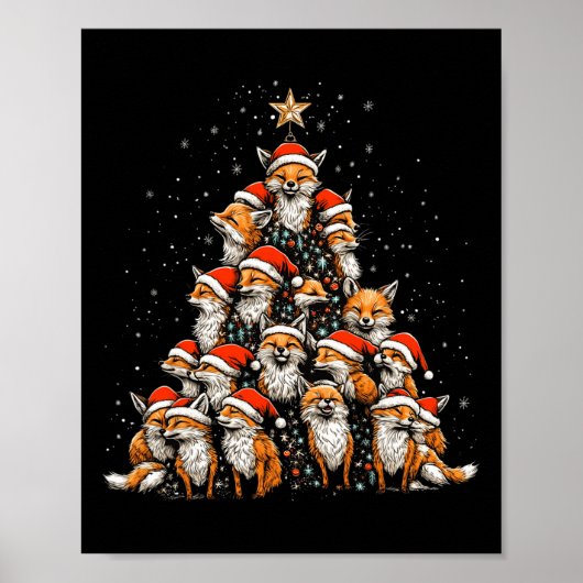 Grappige Fox Kerstboom Vossen Xmas Fox Lover Kinde Poster (Voorkant)