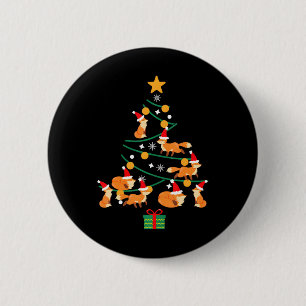 Grappige Fox Kerstboom Xmas Foxs Boom Santa Hoed Ronde Button 5,7 Cm