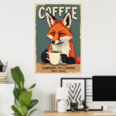 Grappige Fox Koffie Kunst Poster (Thuiskantoor)