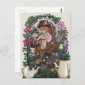 Grappige Fox Mad Hatter Alice in Wonderland Art Briefkaart (Voorkant / Achterkant)