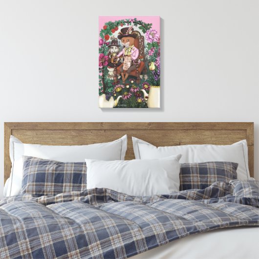 Grappige Fox Mad Hatter Alice in Wonderland Art Canvas Afdruk (Insitu (Slaapkamer))
