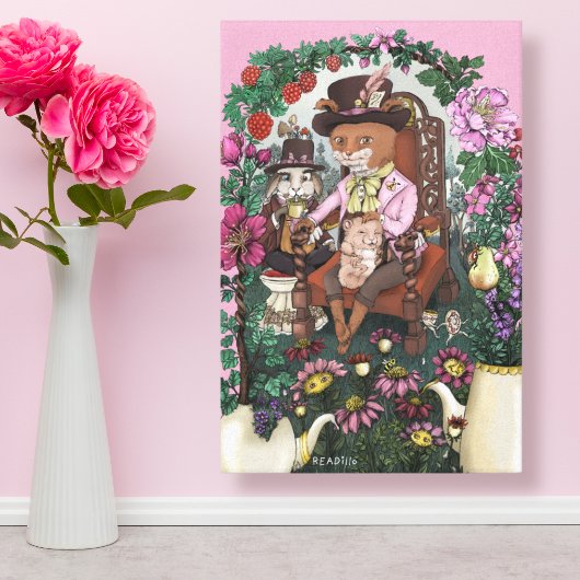Grappige Fox Mad Hatter Alice in Wonderland Art Canvas Afdruk