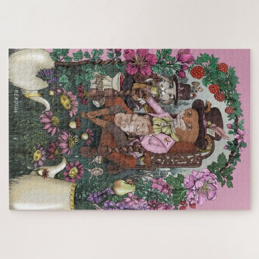 Grappige Fox Mad Hatter Alice in Wonderland Art Legpuzzel (Horizontaal)