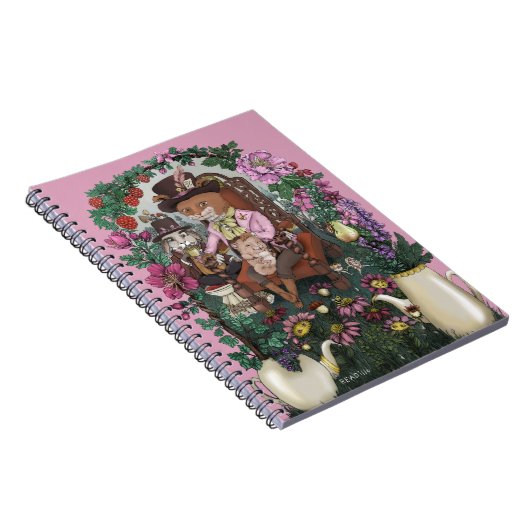 Grappige Fox Mad Hatter Alice in Wonderland Art Notitieboek (Rechterzijde)