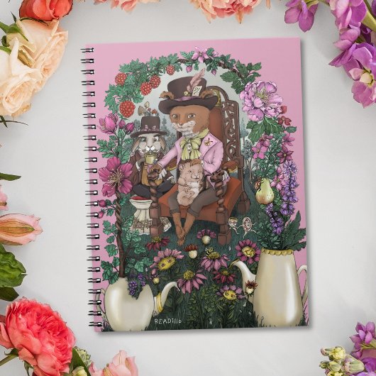 Grappige Fox Mad Hatter Alice in Wonderland Art Notitieboek