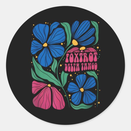 Grappige Foxdraaft Deltas Tangos Flower Boho Ronde Sticker (Voorkant)
