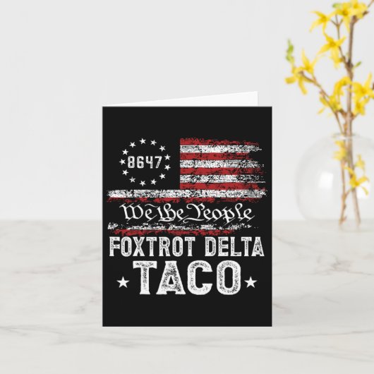Grappige Foxtrot Delta Taco Kaart (Gele Bloem)