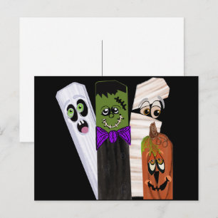 Grappige Frankenstein Geest Pompoen Onzichtbare Ma Briefkaart