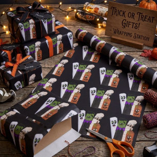Grappige Frankenstein Geest Pompoen Onzichtbare Ma Cadeaupapier