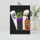 Grappige Frankenstein Geest Pompoen Onzichtbare Ma Kaart (Staand voorkant)