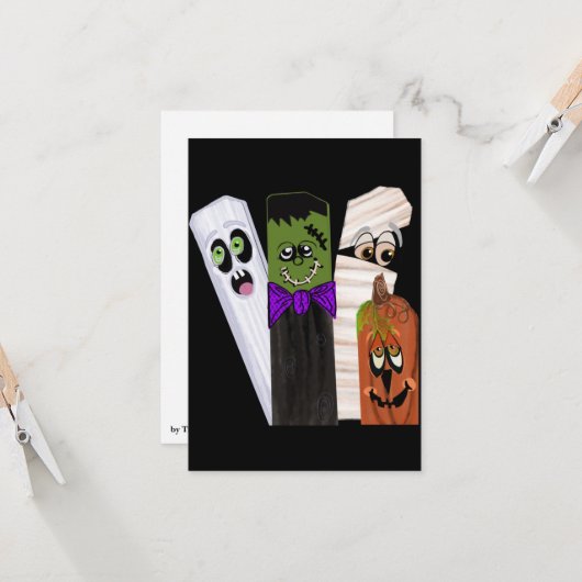 Grappige Frankenstein Geest Pompoen Onzichtbare Ma Kaart (Voorkant / Achterkant in situ)