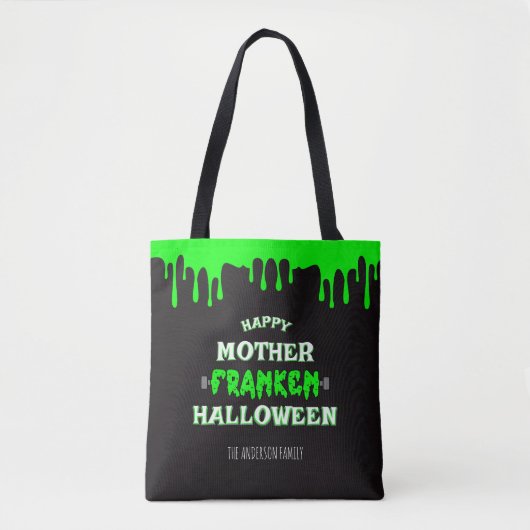 Grappige Frankenstein Gelukkige Moeder Franken Hal Tote Bag (Voorkant)