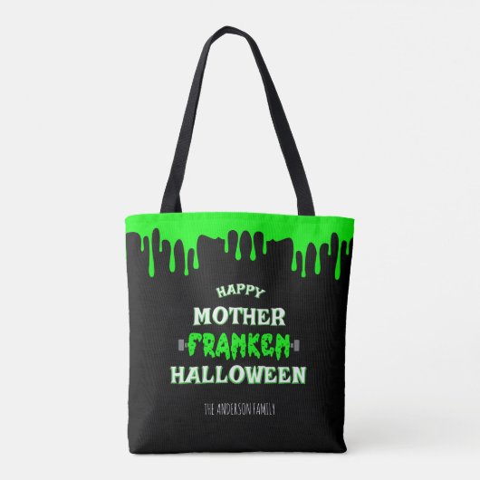 Grappige Frankenstein Gelukkige Moeder Franken Hal Tote Bag (Achterkant)