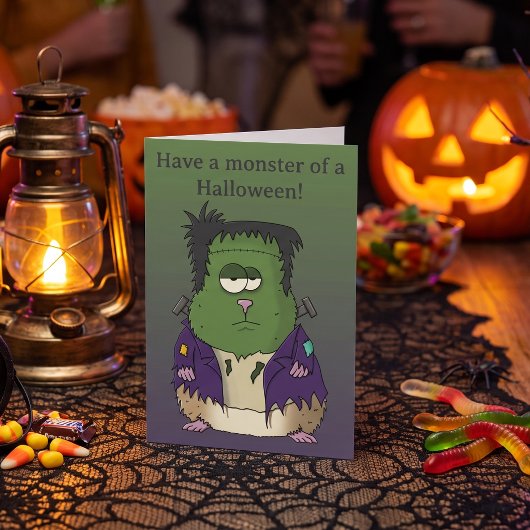 Grappige Frankenstein Hamster Halloween Groet Kaart