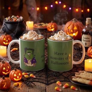 Grappige Frankenstein Hamster Monster Halloween Tweekleurige Koffiemok