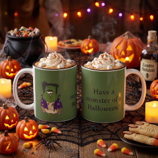 Grappige Frankenstein Hamster Monster Halloween Tweekleurige Koffiemok