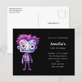 Grappige Frankenstein Monster Halloween Verjaardag Uitnodiging Briefkaart