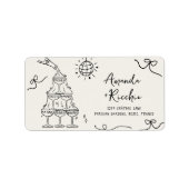 Grappige Franse bruiloft retour adreslabels Etiket (Voorkant)