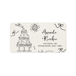 Grappige Franse bruiloft retour adreslabels Etiket