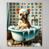 Grappige Franse Bulldog Badkamer Poster (Voorkant)
