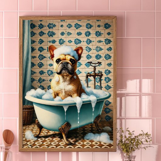 Grappige Franse Bulldog Badkamer Poster