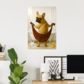 Grappige Franse Bulldog Badkamer Print, Frans Poster (Thuiskantoor)