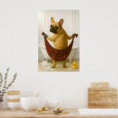 Grappige Franse Bulldog Badkamer Print, Frans Poster (Keuken)