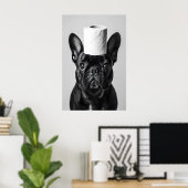 Grappige Franse Bulldog Badkamer Print, Toiletpapi Poster (Thuiskantoor)