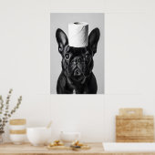Grappige Franse Bulldog Badkamer Print, Toiletpapi Poster (Keuken)