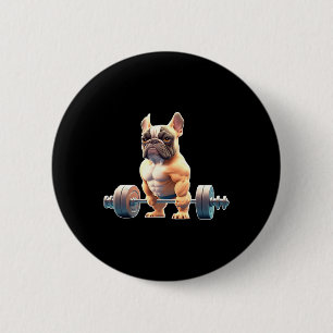 Grappige Franse Bulldog Bodybuilding Gym Franse We Ronde Button 5,7 Cm