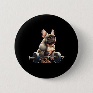 Grappige Franse Bulldog Bodybuilding Gym Franse We Ronde Button 5,7 Cm