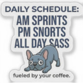 Grappige Franse Bulldog Dagelijkse Planning Hond M Sticker (Voorkant)
